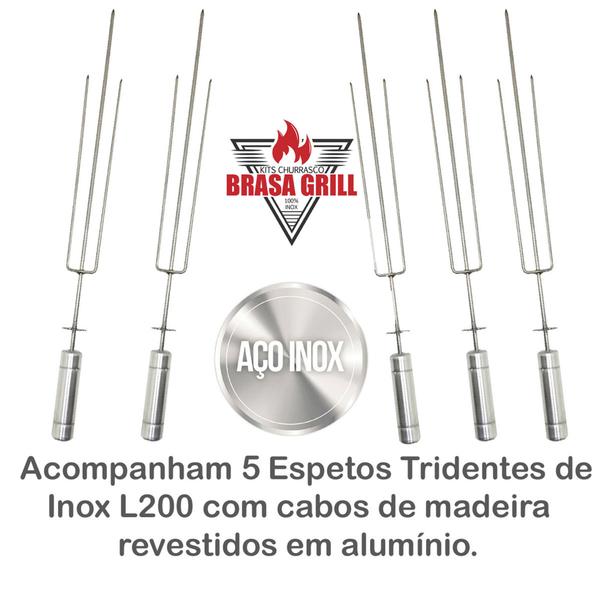 Imagem de Brasa Grill Premium Gira 5 Espetos Especial para Churrasqueiras Pré Moldadas de 65cm Espaço Interno Largura