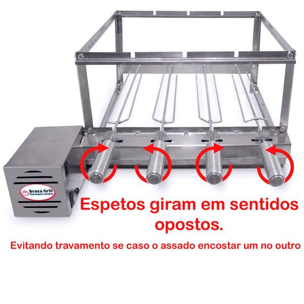 Imagem de Brasa Grill Tradicional Gira 4 Espetos Churrasqueira Giratória + 2 Espetos Picanha