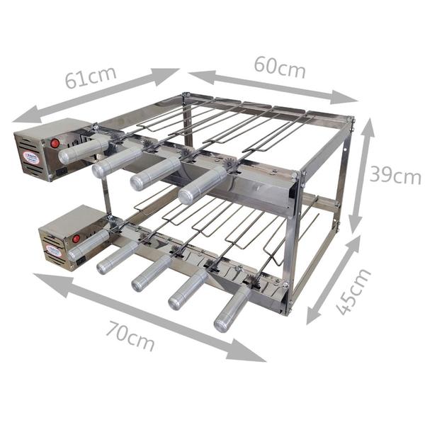 Imagem de Brasa Grill Tradicional Gira 9 Espetos Churrasqueira Elétrica Giratória BI Volts 2 Andares Dupla