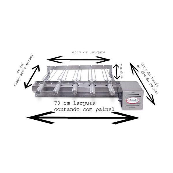 Imagem de Brasa Grill Tradicional Único Andar Gira 5 Espetos Churrasqueira Elétrica Giratória