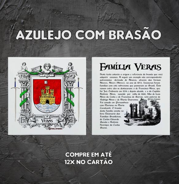 Imagem de Brasão da família Veras no azulejo, cada pedra tamanho 20cmx20cm