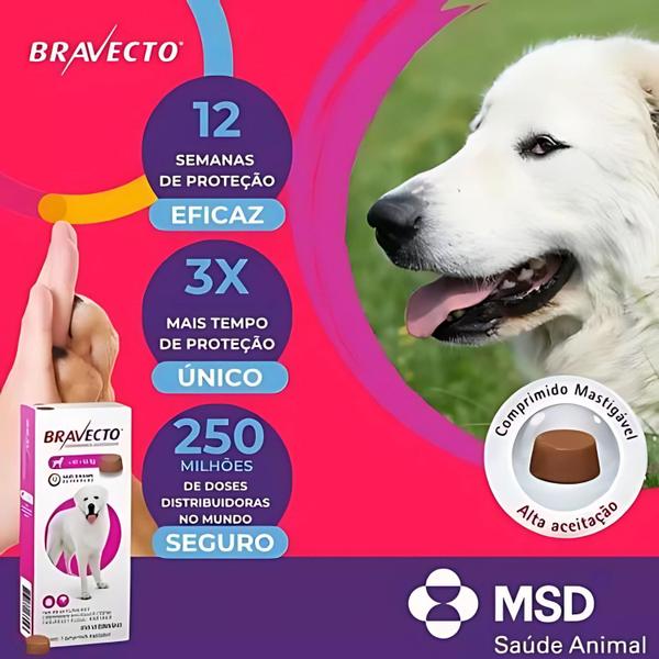 Imagem de BRAVECTO 40 A 56KG 1 Comprimido Carrapato 12 Semanas Antipulga 1400 MG