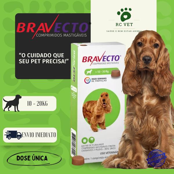 Imagem de BRAVECTO 500mg para Cães 10-20KG  Anti Pulgas e Carrapatos 