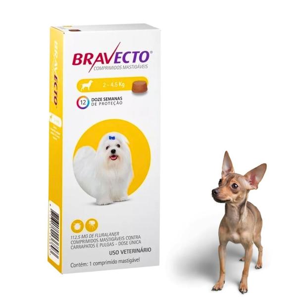 Imagem de Bravecto Antipulgas 90 Dias De Proteção Para Cães De Pequeno Porte Cor Amarela 2 A 4,5KG 112,5MG