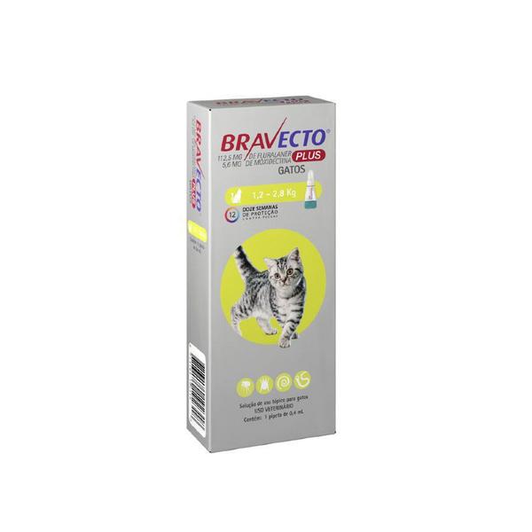 Imagem de Bravecto Plus Gatos 1,2 A 2,8 Kg Transdermal Com Vermifugo