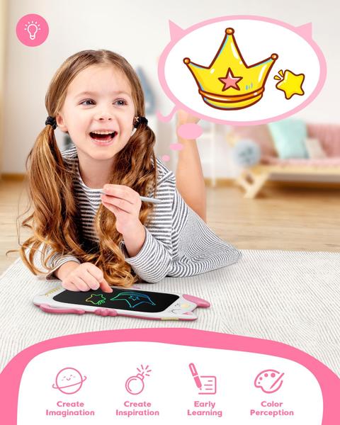 Imagem de Bravokids Brinquedos para Meninas de 3 a 8 anos, 8,5 polegadas LCD Escrita tablet Desenho Colorido Doodle Board, Brinquedos Educacionais e De Aprendizagem para 3 4 5 6 7 8 9 Anos De Aniversário da Menina Presentes de Aniversário (Rosa Branco)