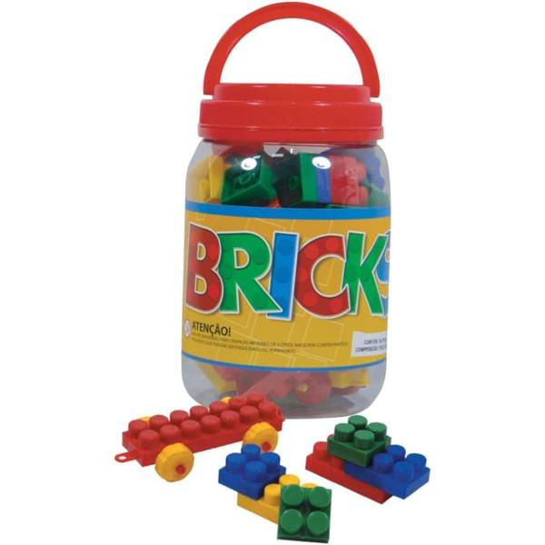 Bricks Blocos De Montar Encaixar Pote Com 56 peças - Pais e Filhos Imagem de Bricks Blocos De Montar Encaixar Pote Com 56 peças