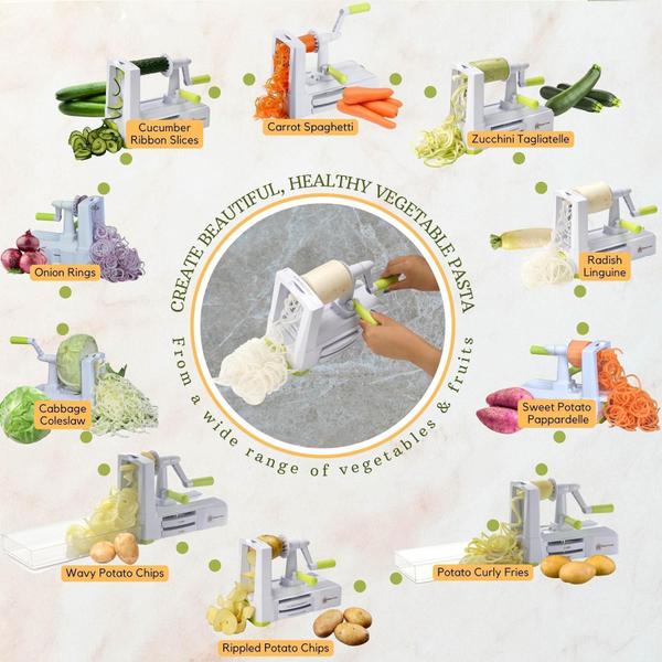 Brieftons Espiralizador De Vegetais De Mesa Com 10 Lâminas Imagem de Brieftons Espiralizador De Vegetais De Mesa Com 10 Lâminas
