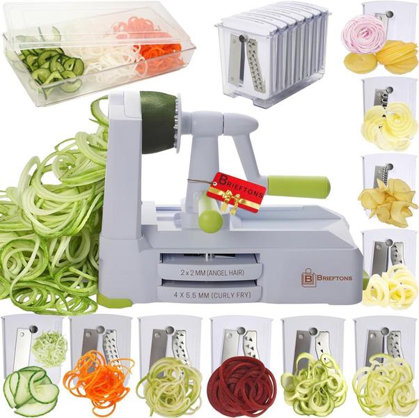 Brieftons Espiralizador De Vegetais De Mesa Com 10 Lâminas Imagem de Brieftons Espiralizador De Vegetais De Mesa Com 10 Lâminas