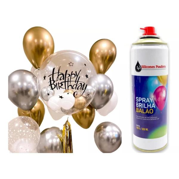 Imagem de Brilha Balão Spray Bexiga Festa Buffet 300Ml Decoração 5 Un