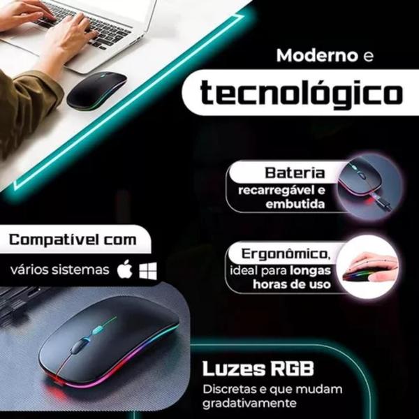 Imagem de Brilhe com Estilo: Mouse Sem Fio Recarregável com LED RGB