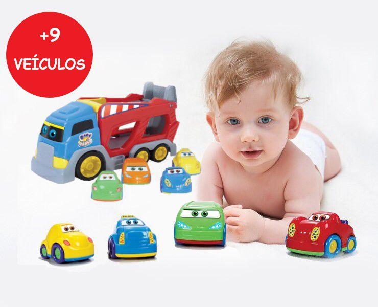 Imagem de Brincadeira Infantil Caminhão que Transporta Carrinhos Bebês