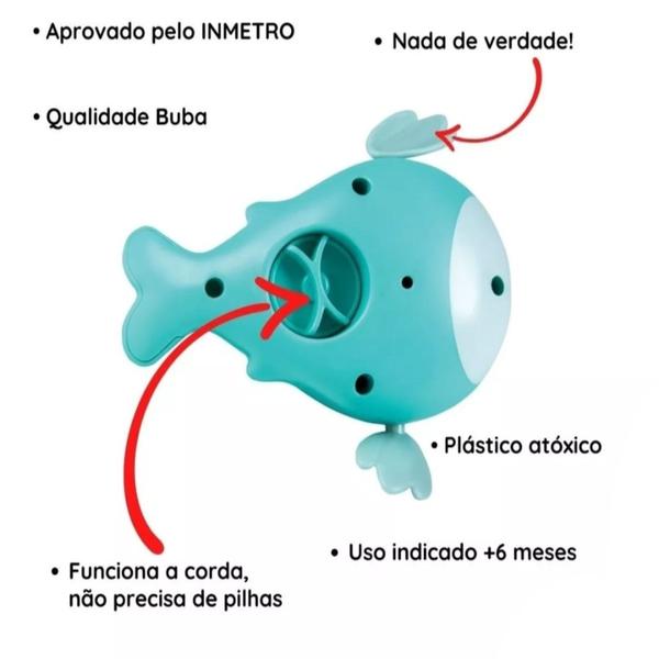 Imagem de Brinquedinho Para Diversão No Banho Baleia Nadadora Nada Sozinha Banheira Piscina