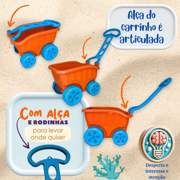 Imagem de Brinquedo 10 Pçs Educativo De Praia Com Carrinho E Balde