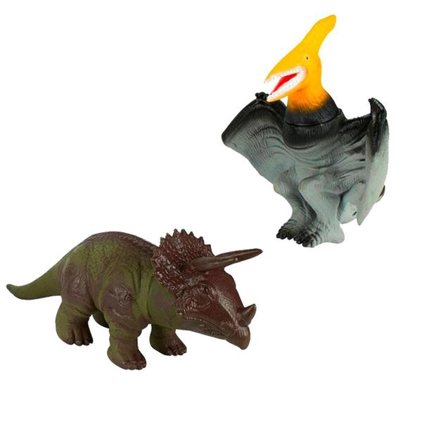 Imagem de Brinquedo 2 Dinossauros Dinopark Vinil Emborrachado Bee Toys