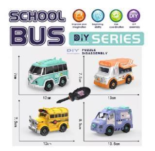 Imagem de Brinquedo  4 Ônibus Escolar Monta e Desmonta Com  E Chave