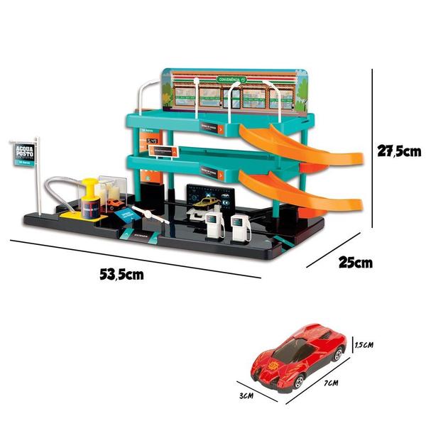 Imagem de Brinquedo Acqua Posto Infantil Lava Rápido Posto De Gasolina Infantil Nig Brinquedos + Carrinhos Sai Água Compatível Hot