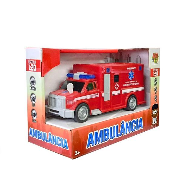 Imagem de Brinquedo Ambulancia Fricção Com Luz E Som - Dm Toys