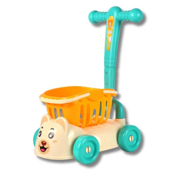 Imagem de Brinquedo Andador Cestinha Carrinho Compras Crianças Com Peças Brinquedos Corte Frutas Legumes Jogo Casa Brincar Presentes MeninosMeninas