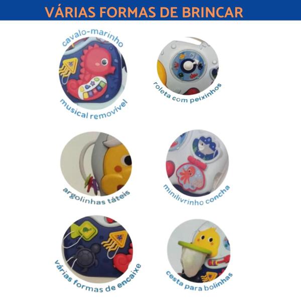 Imagem de Brinquedo Andador Infantil Didático Empurrar 3 Em 1 Menino Menina 1 Ano Presente Bebê Mesa Didática