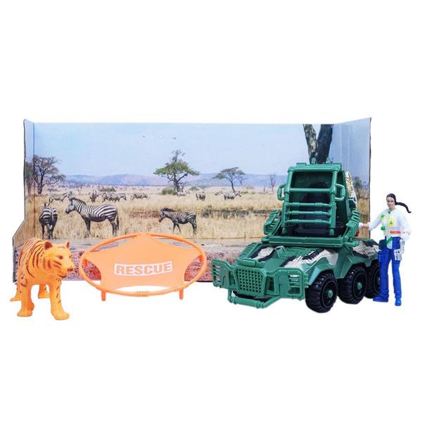 Imagem de Brinquedo Animal World Safari Bonecos Tigre carrinho - Unitoys