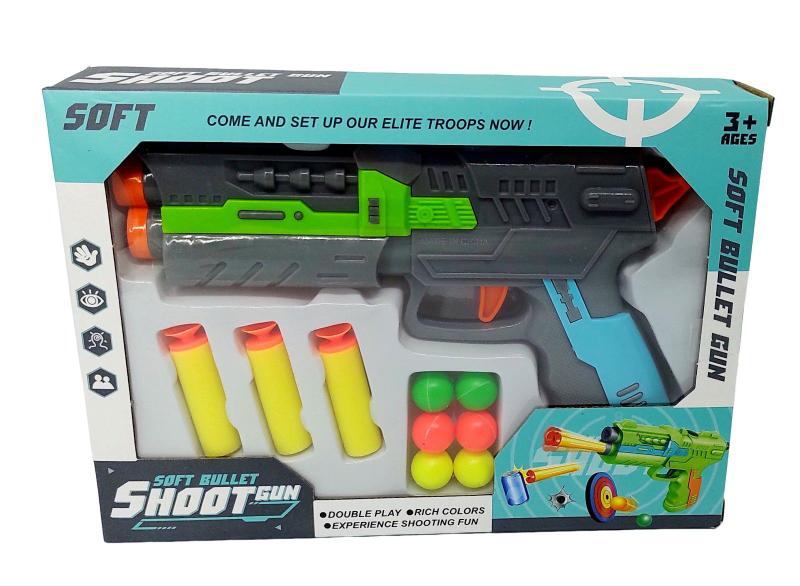 Imagem de Brinquedo Arminha Shoot Gun Soft Bullet Lança Dardos e bolinha Arma