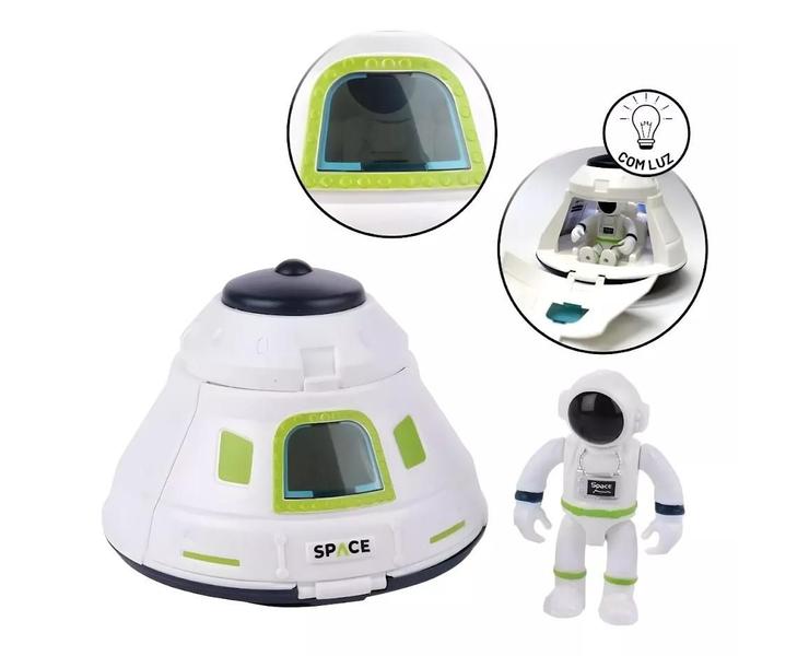 Imagem de Brinquedo Astronauta Nave Espacial C/ Luz Bateria e Boneco