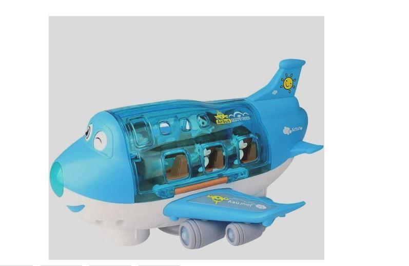 Imagem de Brinquedo Avião Azul Musical Infantil Com Luzes Gira Bate Volta