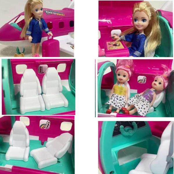 Imagem de Brinquedo Avião Com Acessórios E Mini Boneca Tipo Barbie