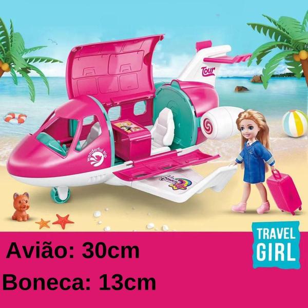 Imagem de Brinquedo Avião Com Acessórios E Mini Boneca Tipo Barbie