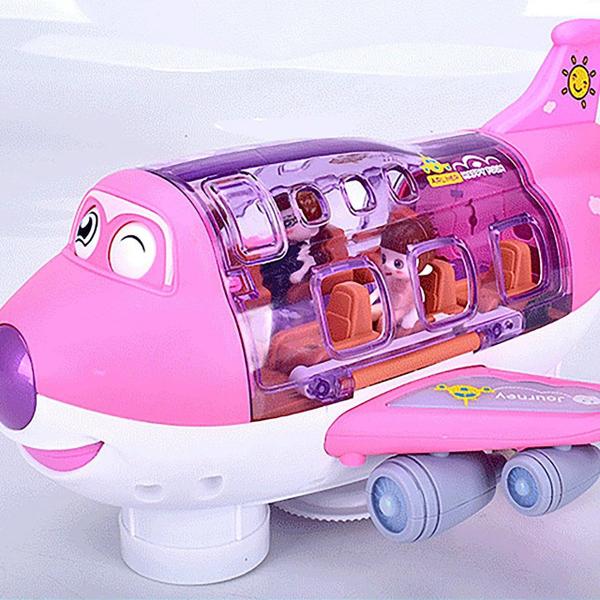 Imagem de Brinquedo avião com mini bonecos anda, luz e gira -Rosa