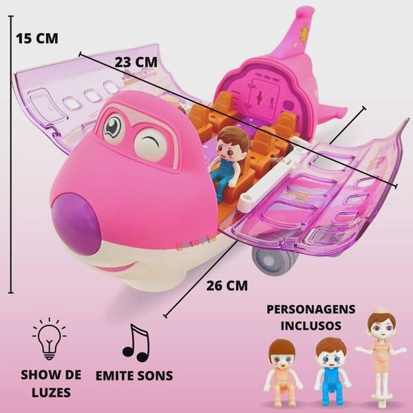 Imagem de Brinquedo Avião Rosa  Musical Infantil Com Luzes Gira Bate Volta Menina