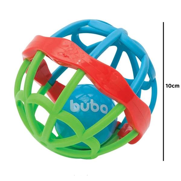 Imagem de Brinquedo Baby Ball Cute Collors Para Bebê Macio Com Chocalho Azul e Verde Buba