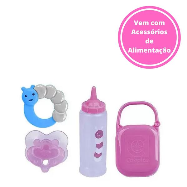 Imagem de Brinquedo Baby Ninos Alimentação Plástico com Acessórios Rosa e Branco Cotiplas - 2538