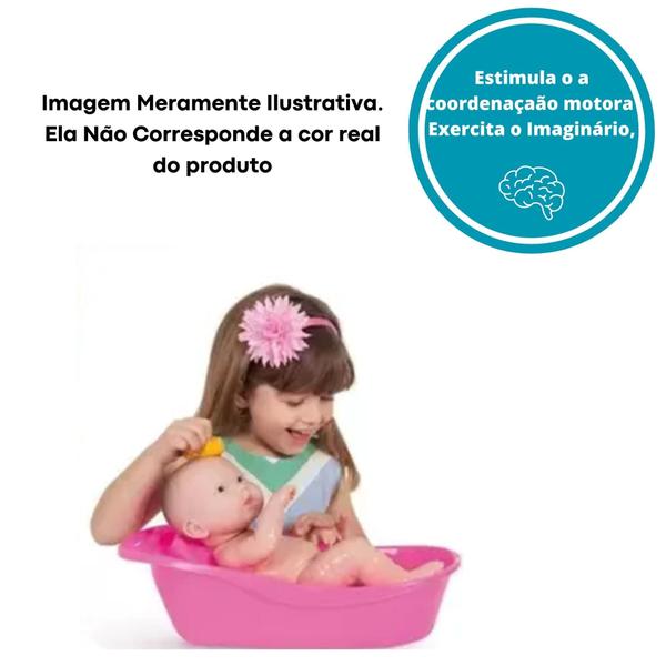 Imagem de Brinquedo Baby Ninos Banho 41cm em Plástico Banheira com Acessórios Cores Variadas Sortidas +3 Anos Cotiplas - 2537