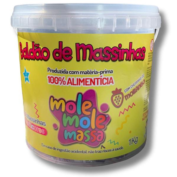 Imagem de Brinquedo baldão 1kg de 68 massinhas  multicores com cheirinho de morango maleável 