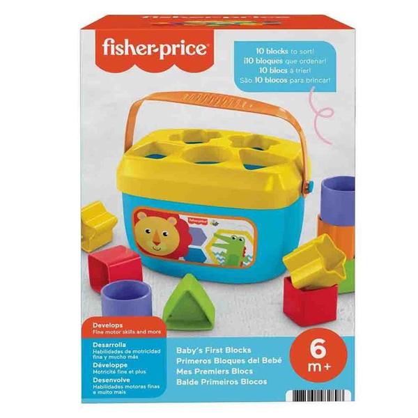 Imagem de Brinquedo Balde Primeiros Blocos Fisher-Price Branco