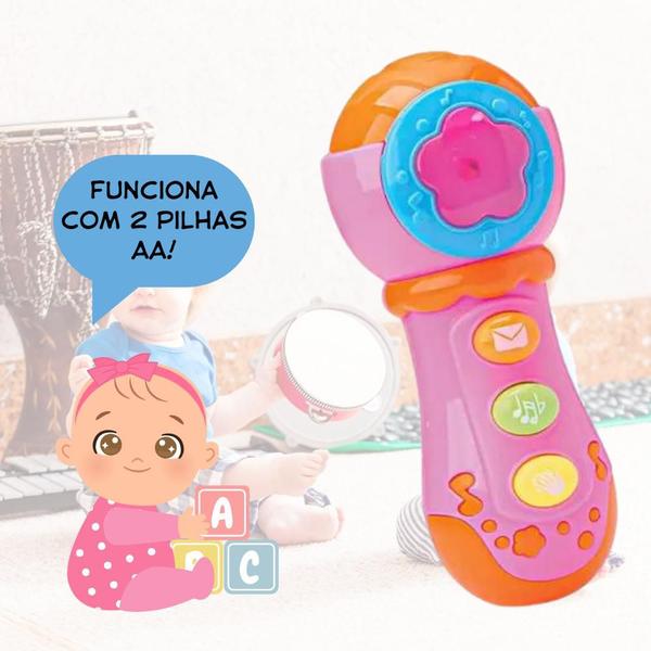 Imagem de Brinquedo Bebe Mini Microfone Musical Educativo c Luz