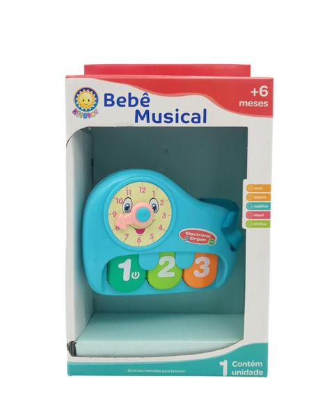 Imagem de Brinquedo Bebê Musical Pianinho Com Relógio Educativo Azul