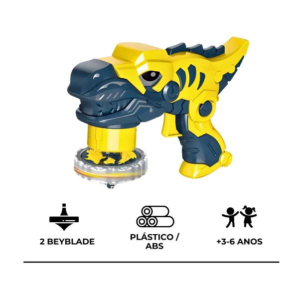 Imagem de Brinquedo Beybleid Dinossauro Lançador Piões Brinquedo Amare