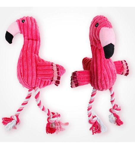 Imagem de Brinquedo Bichinhos De Pelúcia E Corda Pet Para Cães Cachorros Burrinho Fazendinha Flamingo