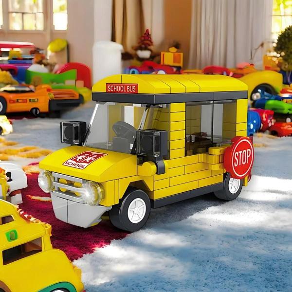 Brinquedo Blocos de Construção Carro Ônibus Escolar - Top Kids Imagem de Brinquedo Blocos de Construção Carro Ônibus Escolar