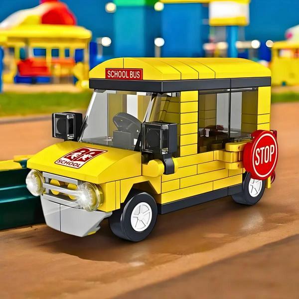 Brinquedo Blocos de Construção Carro Ônibus Escolar - Top Kids Imagem de Brinquedo Blocos de Construção Carro Ônibus Escolar