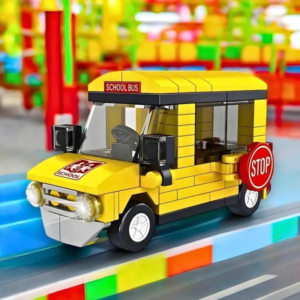 Imagem de Brinquedo Blocos de Construção Carro Ônibus Escolar