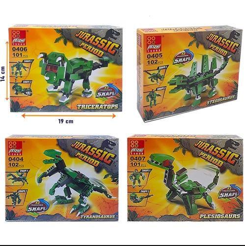 Imagem de Brinquedo Blocos De Montar 3 Em 1 Dinossauro Robô Brinquedo Transformer Dinossauros Jurássicos