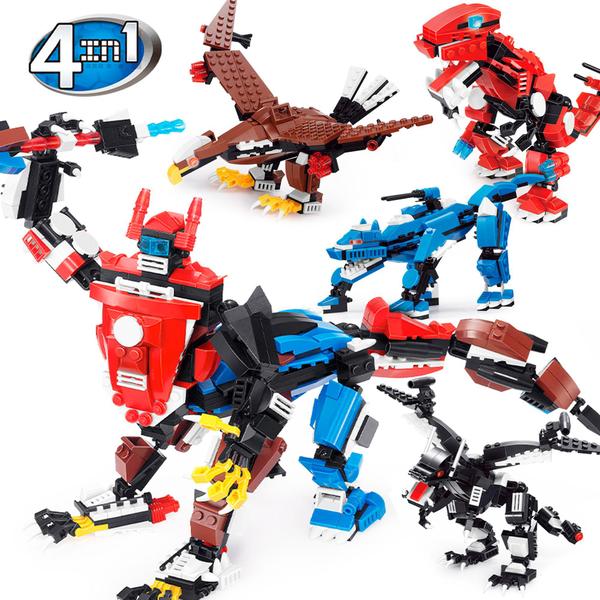 Imagem de Brinquedo Blocos De Montar 3 Em 1 Dragão Dinossauro Robô Aeronave Animais Brinquedo Estilo Transformers