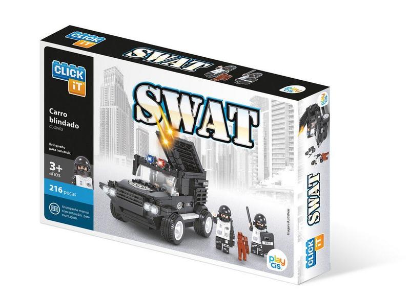 Imagem de Brinquedo Blocos De Montar Com 216Pçs Swat Carro Blindado