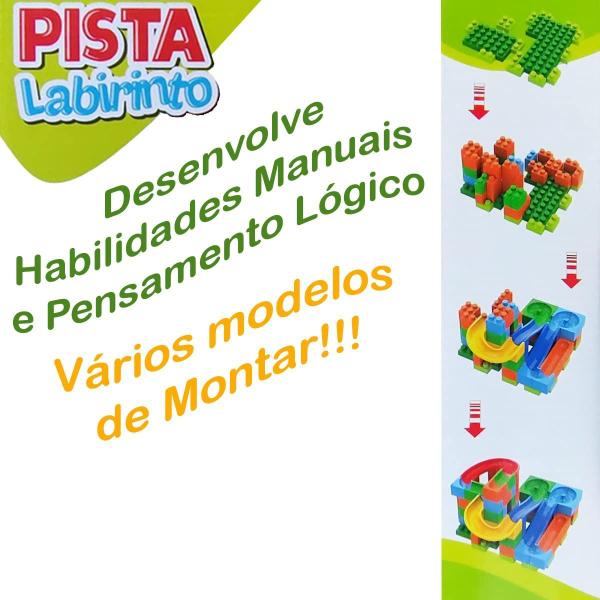 Imagem de Brinquedo Blocos De Montar Pista Labirinto Com Bolinhas De Gude 98 Peças