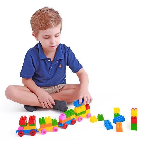 Imagem de Brinquedo Blocos Montar 80 Peças Divertidas Infantil