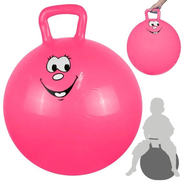 Imagem de Brinquedo Bola Pula Pula Infantil com Alca 60 Cm Rosa + Mini Bomba Manual  Liveup Sports 